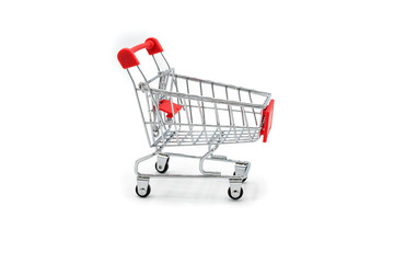 Empty shopping cart trolley isolated on white backgrounds