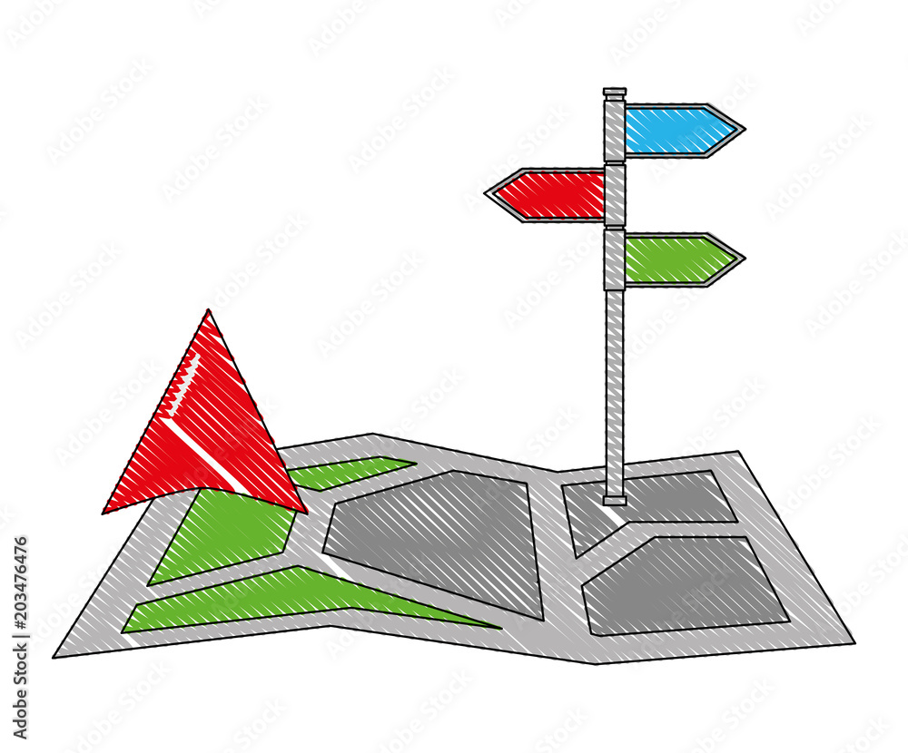Poster gps navigation map arrow and stand position image vector illustration drawing