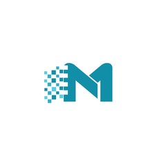 Letter M Digital Pixel Creative Abstract Template Logo