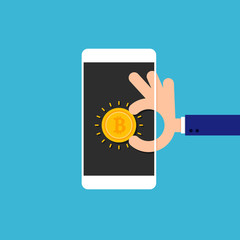 Cryptocurrency and bitcoin digital marketing modern business concept