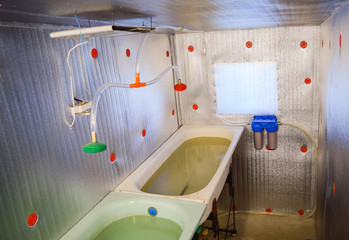 A room for growing fish fry. Bath for the fry. A fish-nursery.