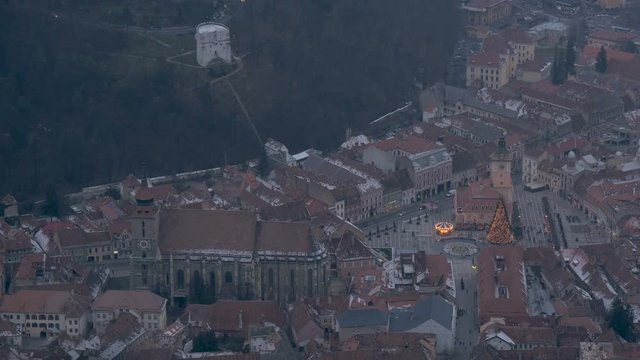 High angle of the Old Town of Brasov