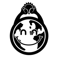 Happy globe silhouette