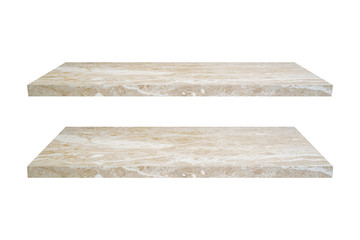  light brown stone shelve isolated on white background with clipping path