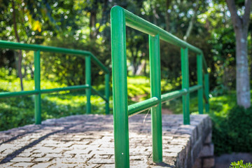 Fototapeta na wymiar Handrail of a bridge in a park in Jundiaí Sao Paulo.