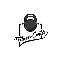 Kettlebell Icon. Fitness center label logo badge. Sport equipment. Vector.