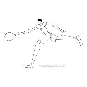 Man tennis player silhouette in outline style