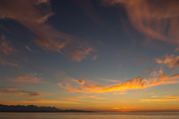 Fototapeta na wymiar Beautiful sunset in the Cap Corse, France.