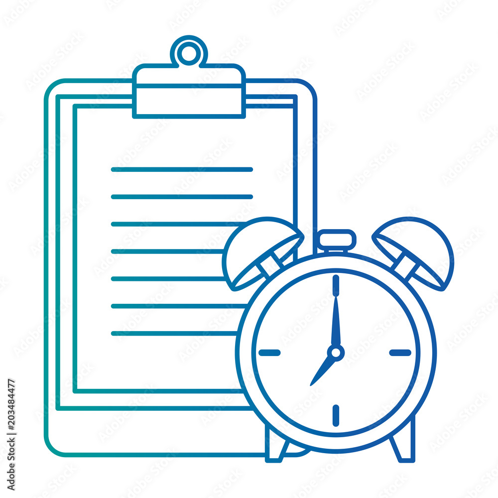 Poster alarm clock time with statistic in clipboard vector illustration design