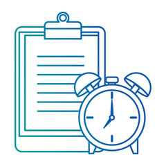 alarm clock time with statistic in clipboard vector illustration design