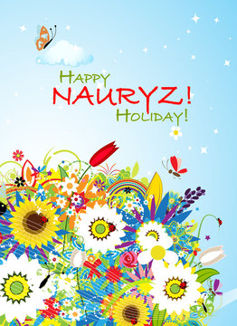 Nowruz holiday. Greeting card for your design