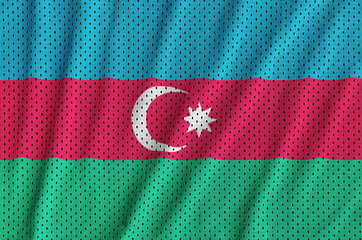 Azerbaijan flag printed on a polyester nylon sportswear mesh fab