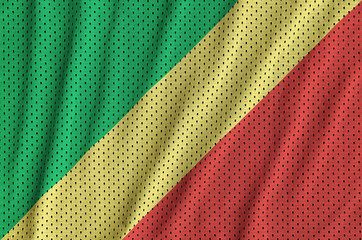 Congo flag printed on a polyester nylon sportswear mesh fabric w