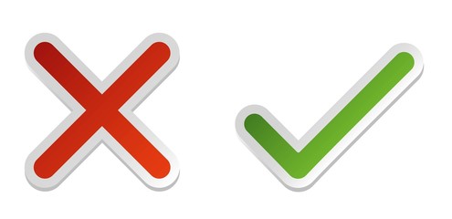 Set of green tick and red cross