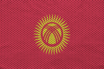 Kyrgyzstan flag printed on a polyester nylon sportswear mesh fab