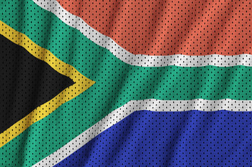 South Africa flag printed on a polyester nylon sportswear mesh f