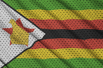 Zimbabwe flag printed on a polyester nylon sportswear mesh fabri