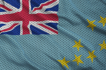 Tuvalu flag printed on a polyester nylon sportswear mesh fabric with some folds