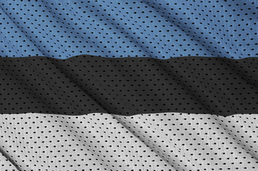 Estonia flag printed on a polyester nylon sportswear mesh fabric with some folds
