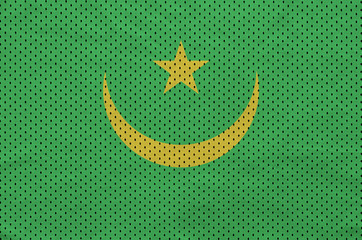 Mauritania flag printed on a polyester nylon sportswear mesh fabric with some folds