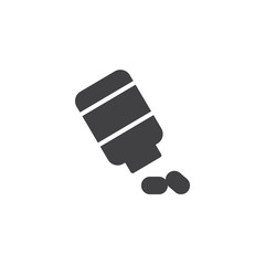 Pills bottle vector icon. filled flat sign for mobile concept and web design. Medicine jar simple solid icon. Symbol, logo illustration. Pixel perfect vector graphics
