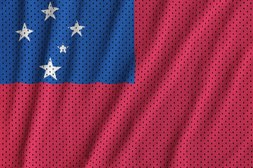 Samoa flag printed on a polyester nylon sportswear mesh fabric with some folds