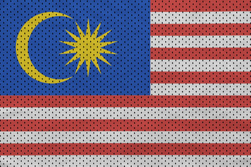 Malaysia flag printed on a polyester nylon sportswear mesh fabric with some folds