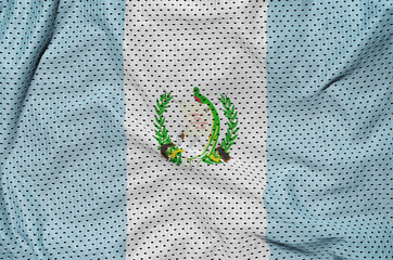 Guatemala flag printed on a polyester nylon sportswear mesh fabric with some folds