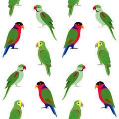 Obraz premium Seamless pattern with colorful parrots