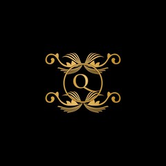 Luxury Letter Q Logo, Initial Q Logo, Q Logo, Letter Q icon, feminine floral letter Q. beautiful calligraphic monogram flourish leaf boutique logo vector template stock illustration