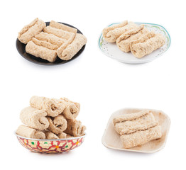 Indian Sweet Gajak Food Collection Also Know As Dry Fruit Roll Isolated on White Background