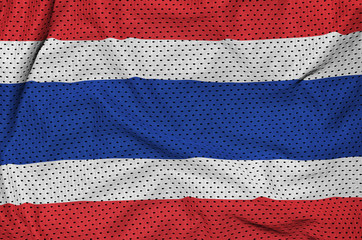 Thailand flag printed on a polyester nylon sportswear mesh fabric with some folds