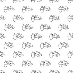 Seamless pattern of outline acorn