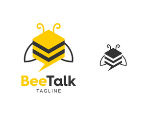 Chat Talk Social Bee Logo Modern Concept Hexagon Honey Vector