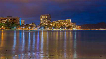 Waikiki beach at night