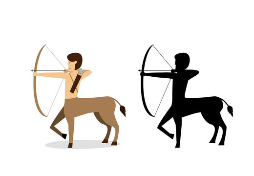 Centaur archer in flat and silhouette style vector