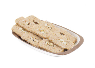 Indian Sweet Gud Kaju Gajak Isolated on White Background