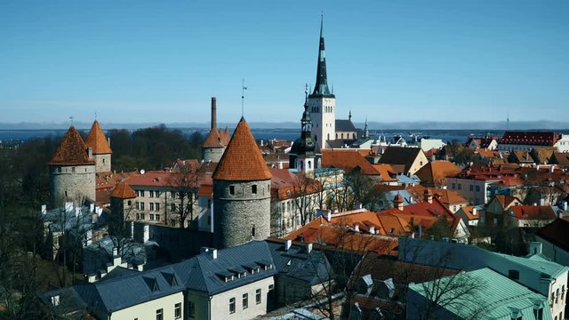 Time lapse panorama of Tallinn old town, Estonia.  Tallinn's Old Town is one of the best preserved medieval cities in Europe.