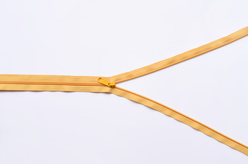 close up of zipper for material design with clipping path for background