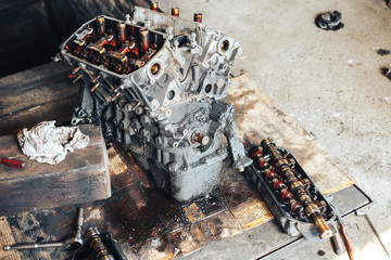 auto engine in garage