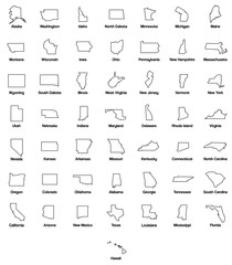 States Silhouette Outline Icons