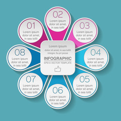 Vector infographic template for diagram, graph, presentation, chart, business concept with 8 options.