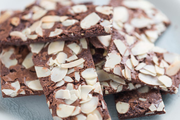Brownie Cracker with Almond Slides on White Background