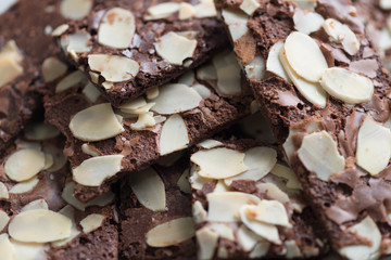 Brownie Cracker with Almond Slides on White Background