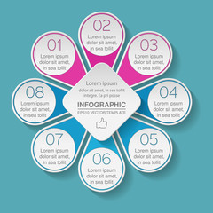 Vector infographic template for diagram, graph, presentation, chart, business concept with 8 options.