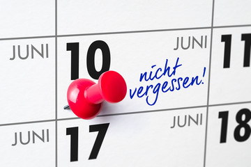 Wandkalender - 10. Juni