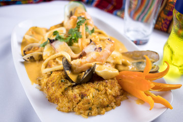 Peruvian food: arroz con mariscos