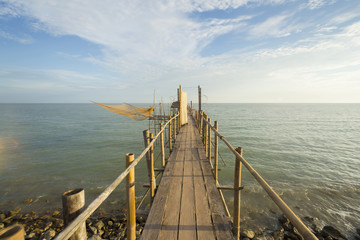 A fishermen jetty with sunset in Malaysia