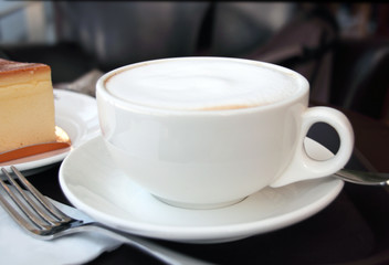 A cup of coffee in the cafe