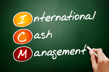 ICM - International Cash Management, acronym concept on blackboard